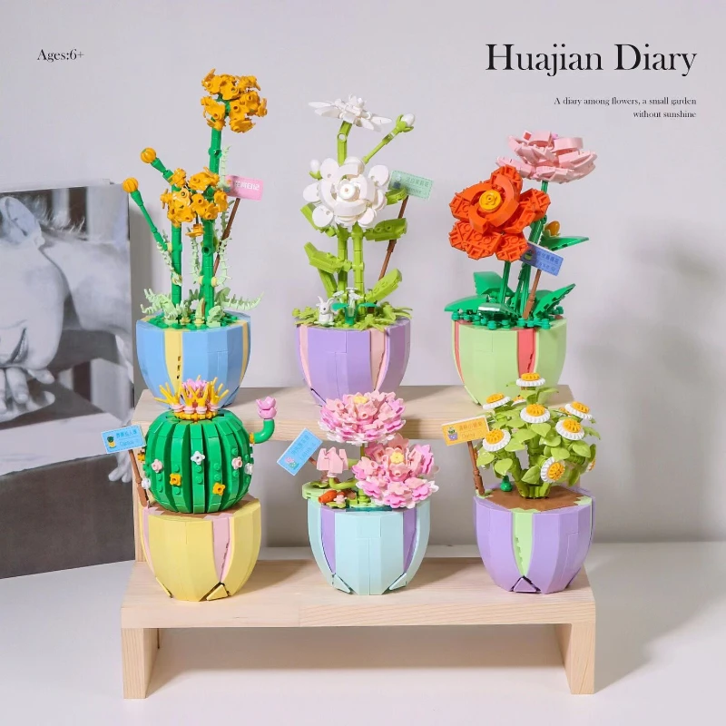 

Mini Building Blocks DIY Flower Bricks Toys Home Desktop Plants Potted Ornaments Assembled Toys for Girls Children Gifts Bloques