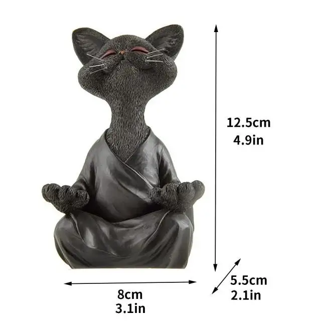 Otthoni Macska Dekoráció Dummy Dumy Divatos Gyűjthető Játék Fekete Buddha Meditációs Jóga - Image 4