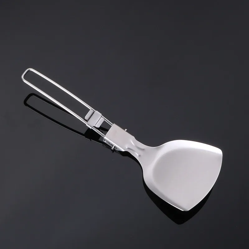 Outdoor Camping Tableware Foldable Spoon Soup Ladle Stainless Steel Abrasion-resistant Portable Cooking Spoon Utensil Tool