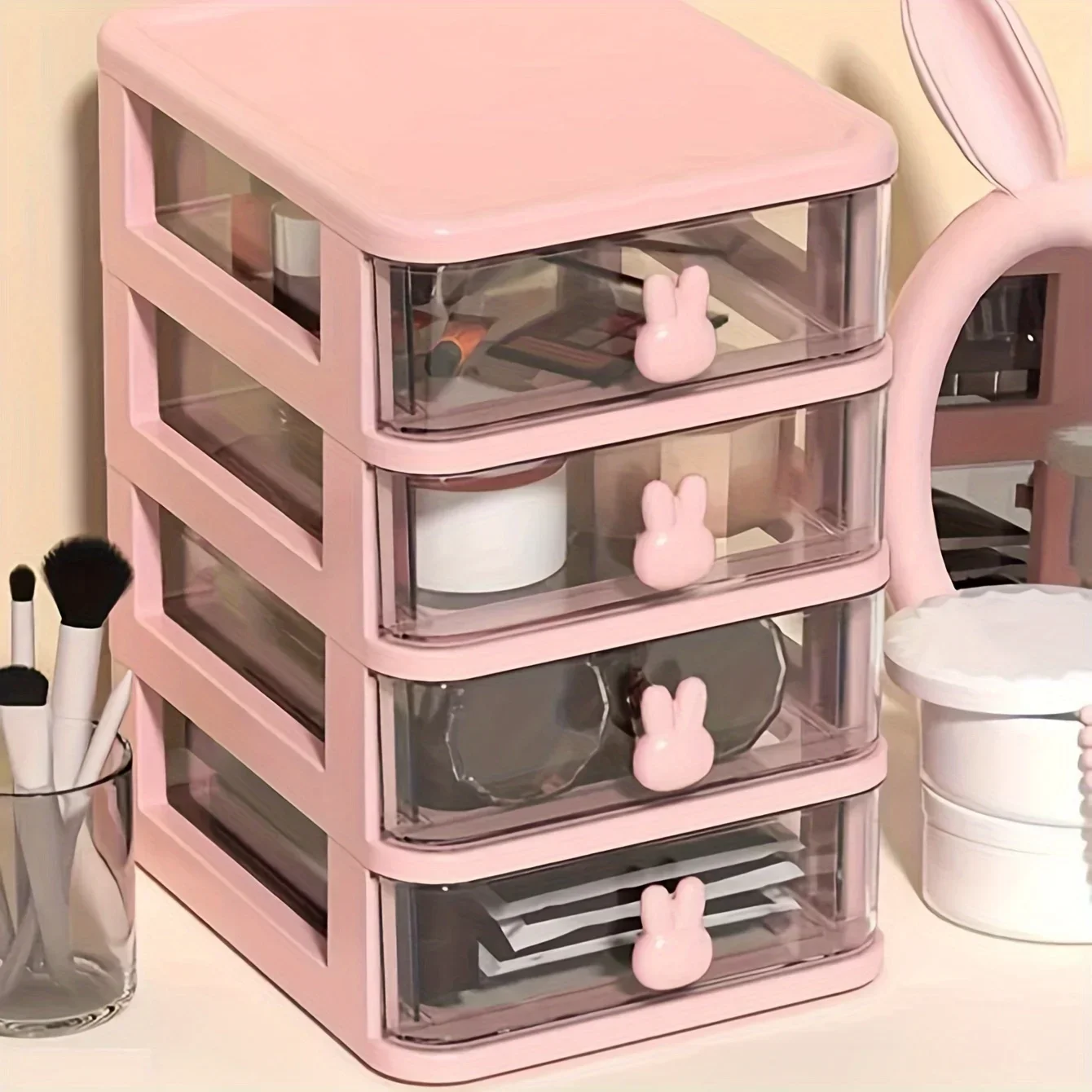 Caja de almacenamiento para encimera, contenedor de almacenamiento de maquillaje, caja de almacenamiento tipo cajonera de escritorio, accesorios para el cabello, estante de almacenamiento de artículos diversos, 1 ud.