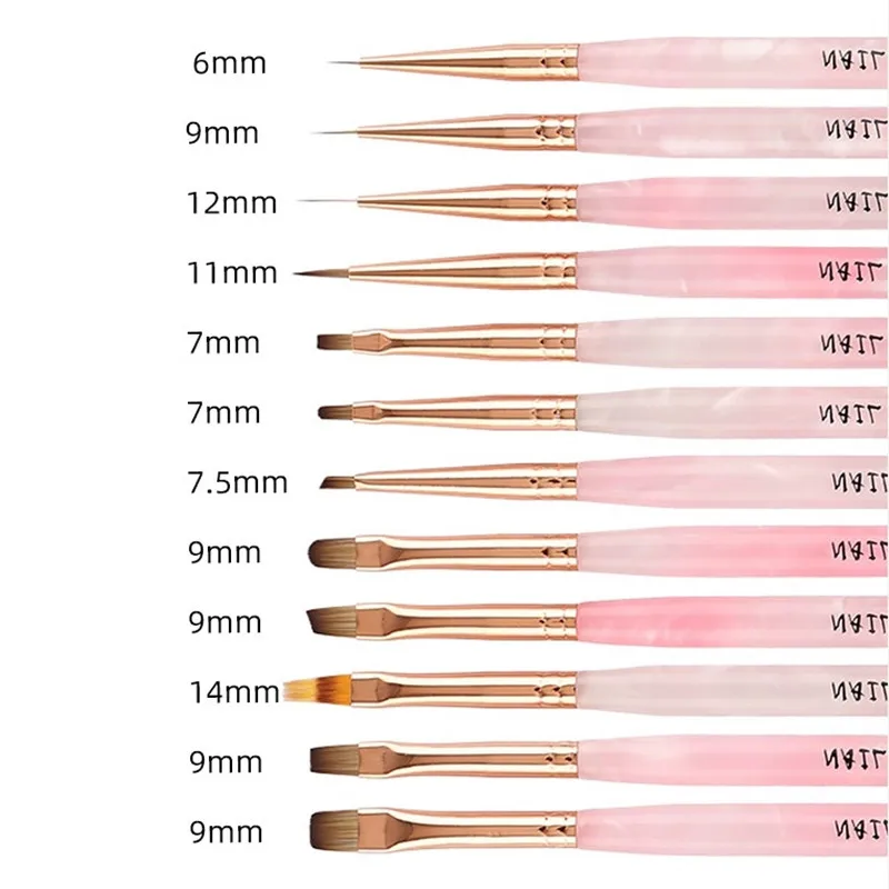 Nail Design Art Pen Pink Transparent Brush Painting Brush Uv Gel Extension Drawing Carving Pen Diy Manicure Tool Nail Brush 5