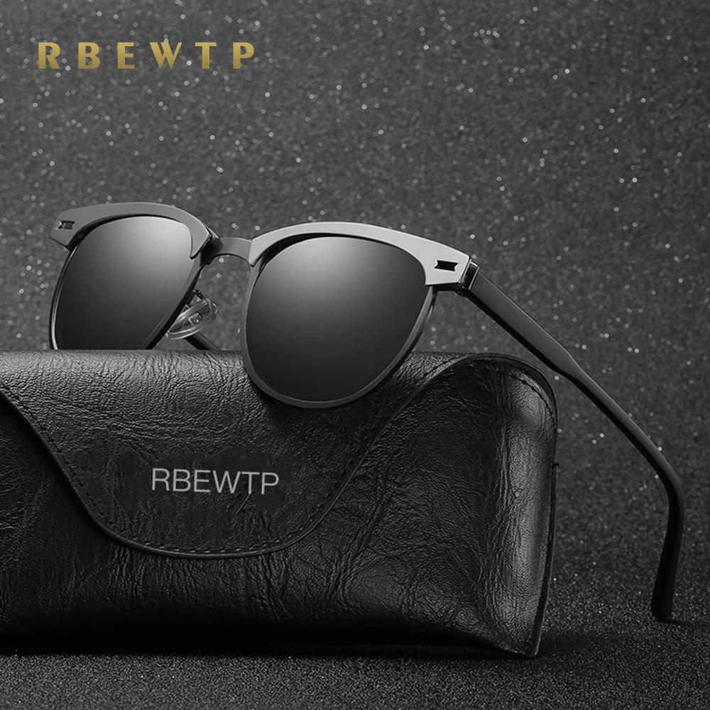 

RBEWTP Design Unisex Men's Polarized Sunglasses shades Women Driving Vintage Mirror Summer Sun Glasses UV400 Male Gafas De Sol