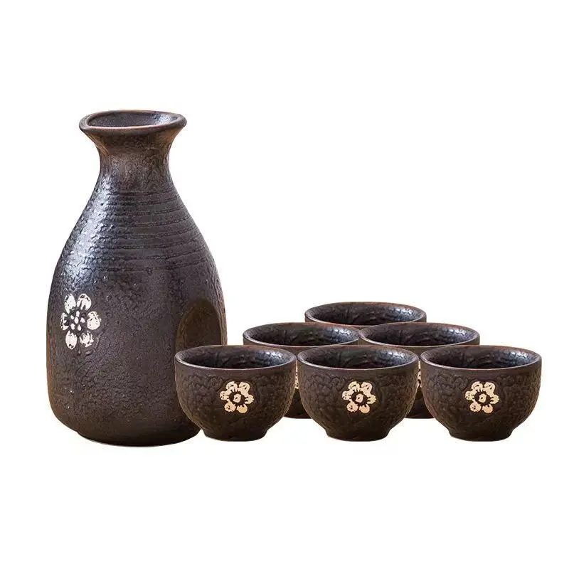 

Черный цветок, чашка 300 мл, фарфоровый сакэ, японский бар, керамика, горшок для вина, аксессуары для воды, домашние кухонные принадлежности, посуда для напитков