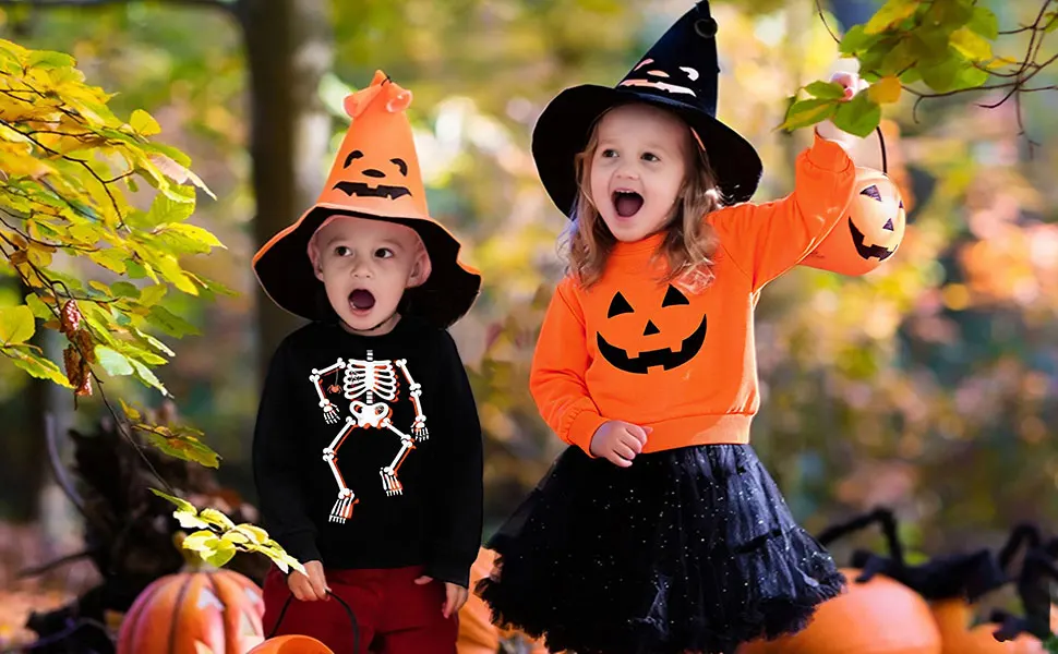 toddler boys girls Pumpkin face long sleeve shirt