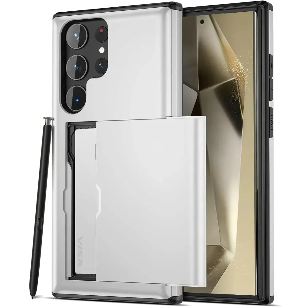 Slim Dual Layer Heavy Duty Phone Case with Hidden Card Slot Wallet Cover