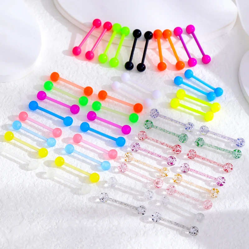 48Pcs 14G 16mm Glow in Dark Flexible Acrylic Straight Tongue Nipple Ring  Retainer Body Piercing Jewelry for Women Men 14mm Bar tongue piercing  jewelry for Sale in Manteca, CA - OfferUp