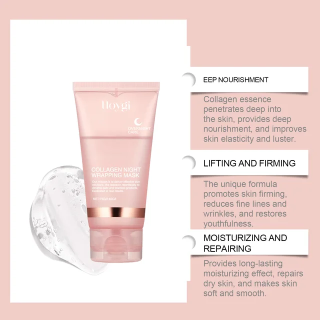 150ml Night Collagen Wrapping Mask Skin Rejuvenation Moisturizing Brightening Korean Face Mask Firming Skin Peel-Off Facial Mask 6