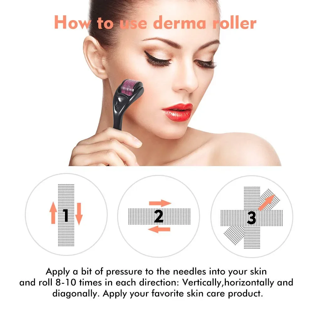 Derma Roller para cuidados com a pele e crescimento do cabelo, Microneedling Face Roller, Dermaroller Unisex, Medical Grade, 540 Pins