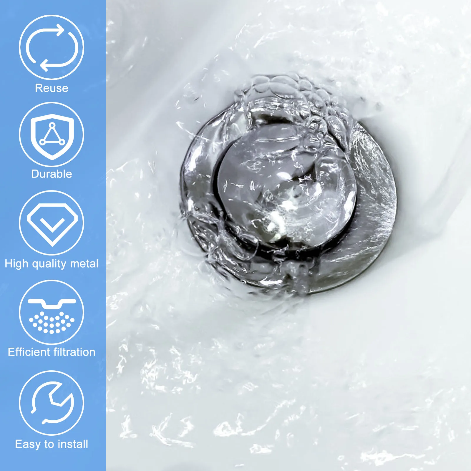 Jinmen Tappo per vasca da bagno con filtro di scarico pop-up – Tappo per scarico della doccia migliorato con scarico, ideale per lavelli da bagno e cucina universale