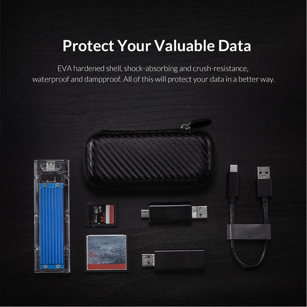 ORICO Portable EVA Shockproof Storage Bag for M.2 Hard Drives and Accessories