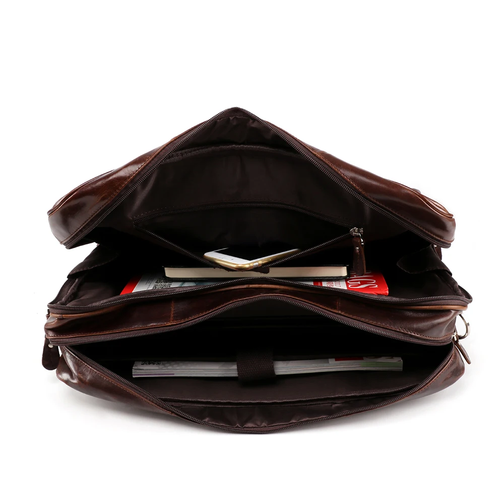 High grade genuine men's large capacity handbag 17 inch business computer case leather briefcase for men