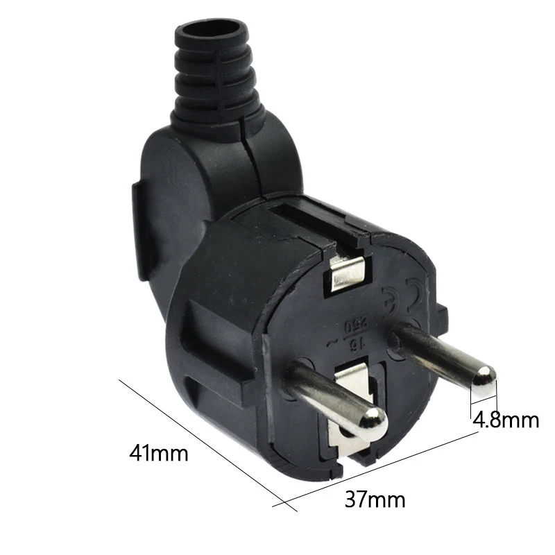 European Plug Replacement Adapter with 4.8mm Male Outlets - Rewireable Electric Socket for Power Extension Cables
