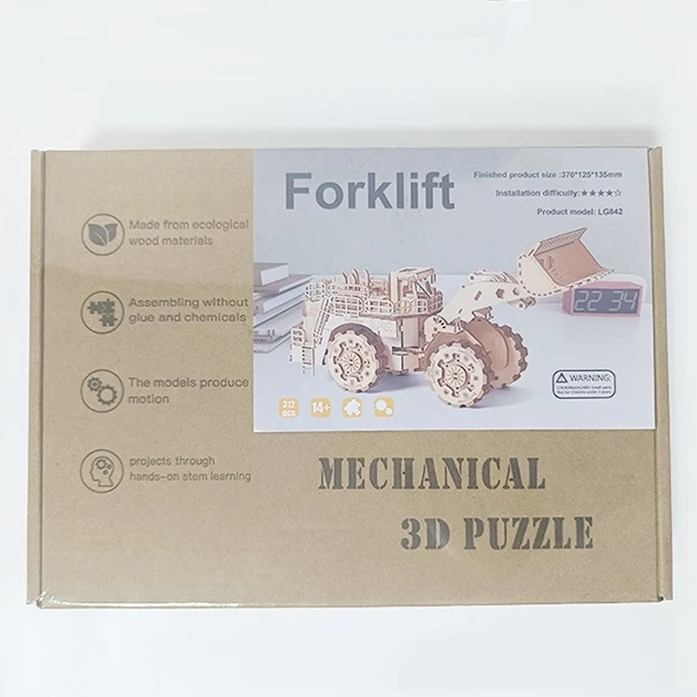 Running Car 3D Puzzles Model Kits Forklift Bulldozer Car Model 3D Wooden Puzzle Toys for Adults Assembly Toy Home Decor 5
