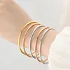 Luxury Women Stainless Steel Bracelet Simple Round 316L High Quality Golden Bangle Female Anti-Allergy Charm Jewelry Gift 1