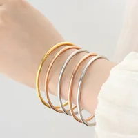 Luxury Women Stainless Steel Bracelet Simple Round 316L High Quality Golden Bangle Female Anti-Allergy Charm Jewelry Gift 1