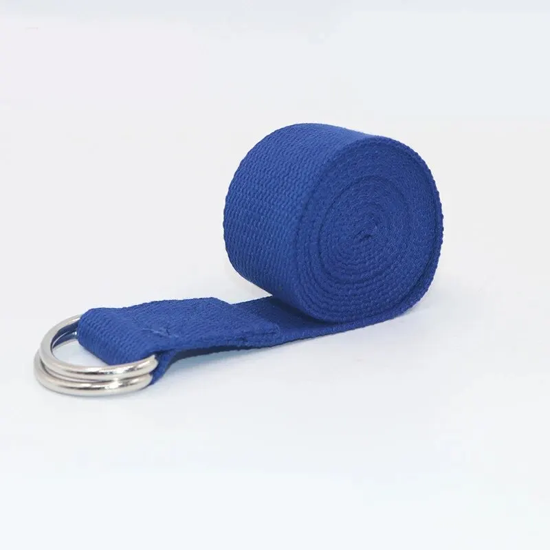 Adjustable Cotton Yoga Strap with D-Ring Buckle for Fitness and Stretching