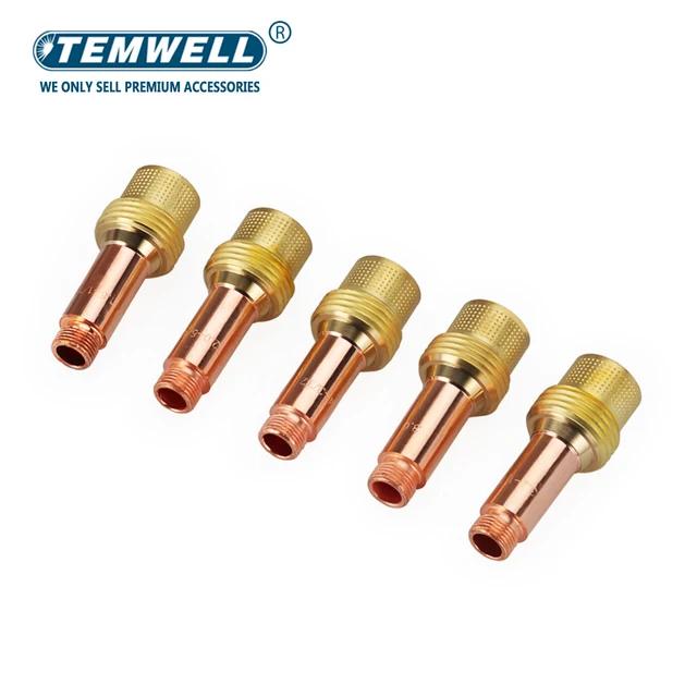 5Pcs 1.0/1.6/2.4/3.2/4.0mm Medium Gas Lens Collet Body TIG WP17/18/26 Torch Welding Accessories