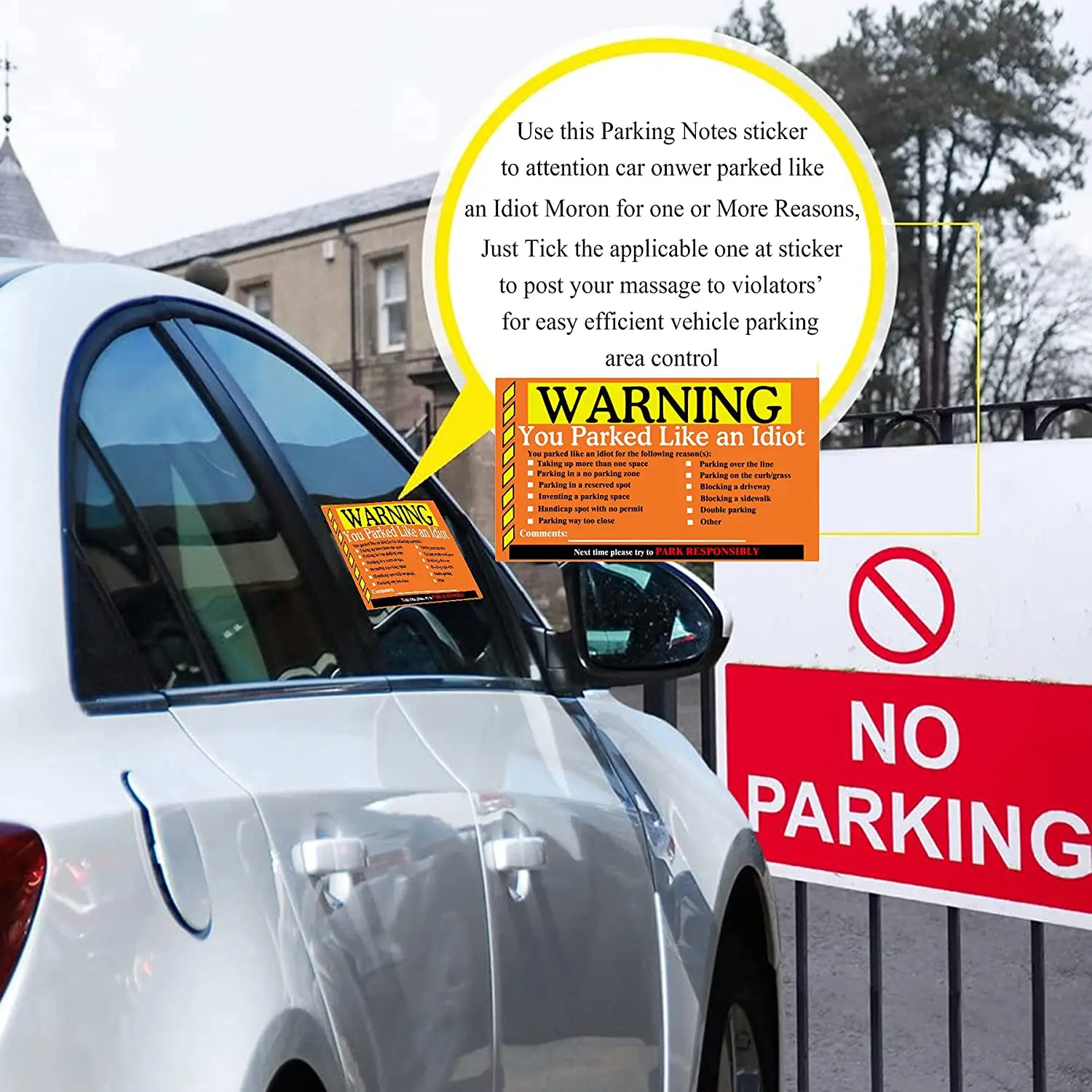 Prank Stickers Bad Parking Stickers No Parking Writable - Temu