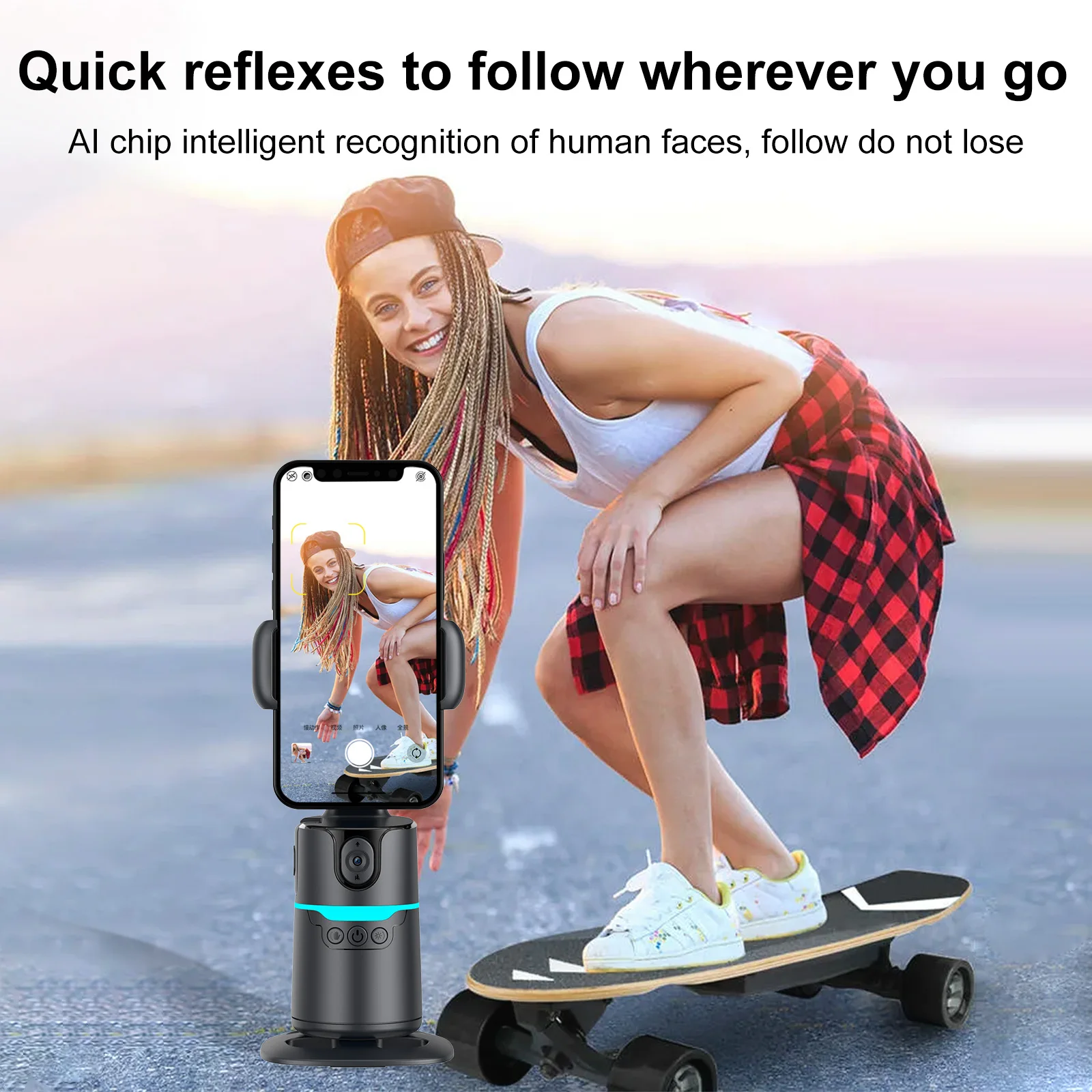Hands-Free! AI Auto-Tracking Desktop Gimbal 360° Smart Framing #LazyTechGadgets Universal for Phone/PC Mobile Streaming Stand WF