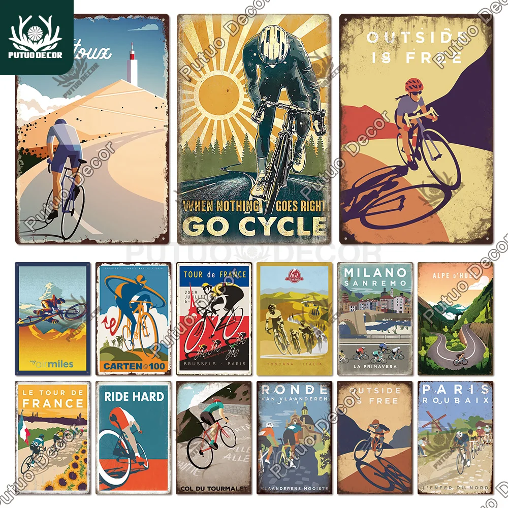 Putuo Decor Bicycle Race Tin Sign Targa Vintage Retro Metal Poster Decorativo Per Garage Man Cave Home Decoration Wall Decor