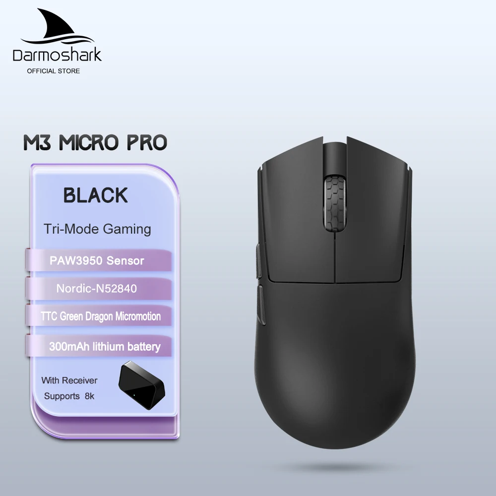 Darmoshark Gaming Mouse M3S Max PAW3950 8K Wireless Bluetooth Tri