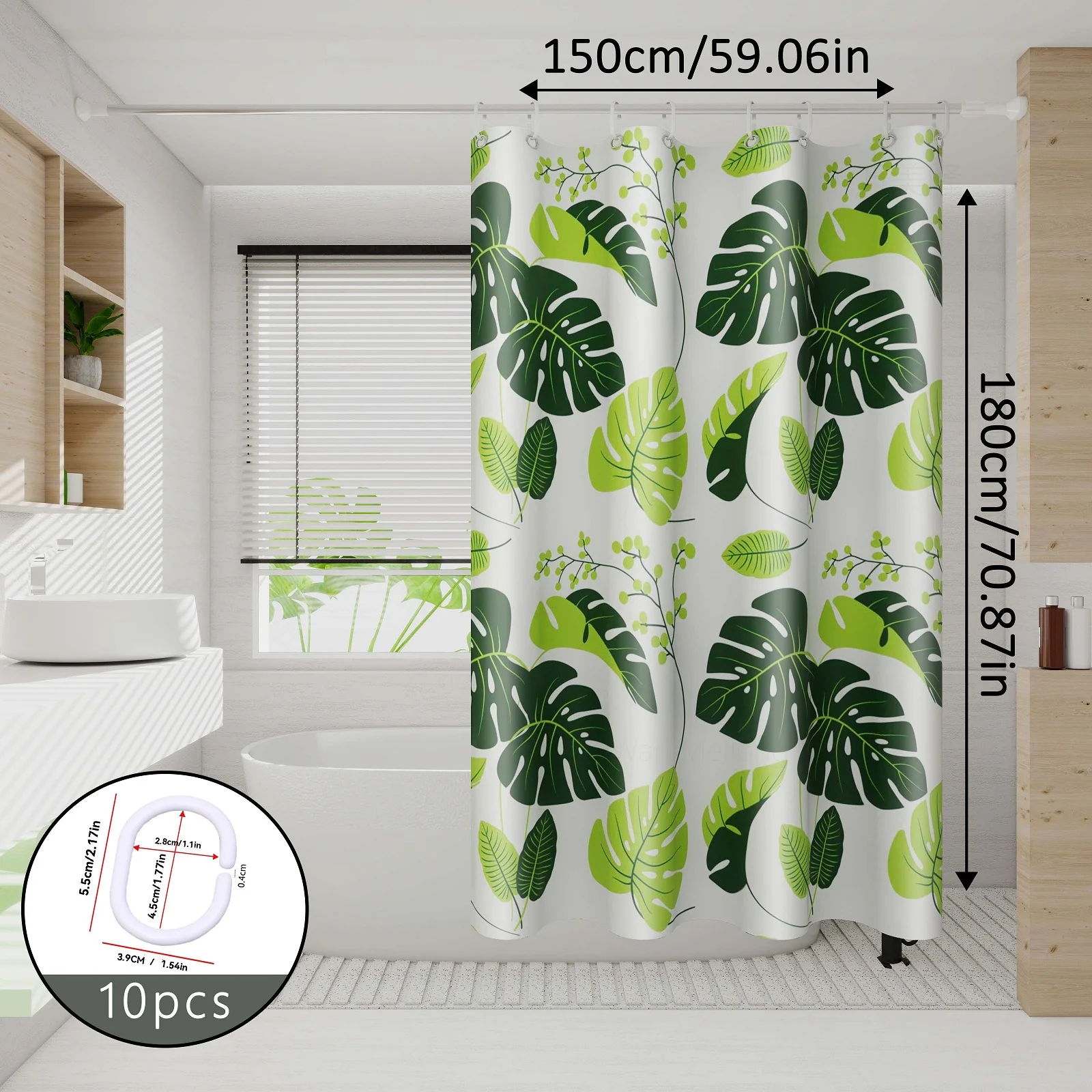 Turtle-back leaf bath curtain, fresh green plant style, dry and wet  separation partition is super practical - AliExpress, image size:1600x1600
