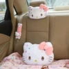 Sanrio Hello Kitty Headrest Seat Belt Cover Back Cushion Kawaii Japanese Style Car Accessories Cute Kitty Cat Pillow Blanket 4