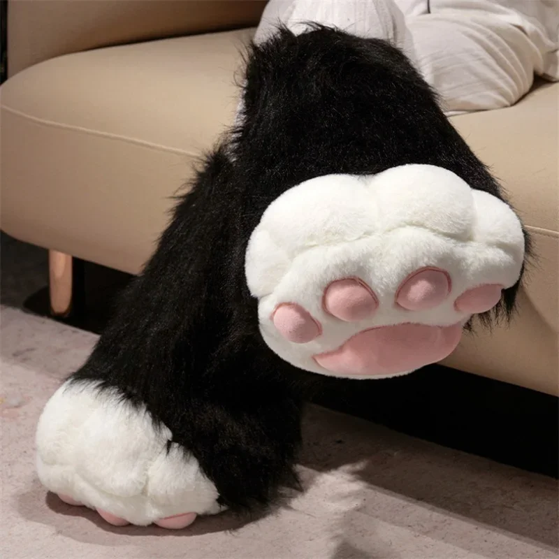 Ultra Soft Plush Fursuit-KIG Paw Pad Slippers Anti-Skid Slip-On Indoor Shoes with Hoof Detail Warm Winter Footwear for Men Women