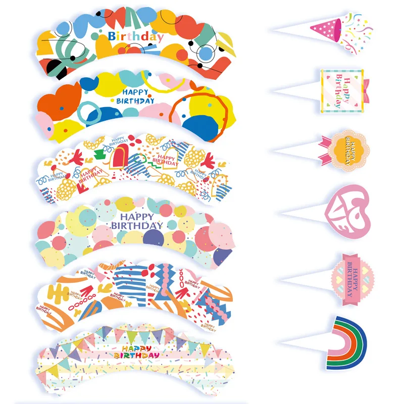 

12pcs Birthday Cupcake Decoration Colorful Cartoon Graffiti Cake Toppers Surround Kids Boys Girls Happy 1st Birthday Party Decor