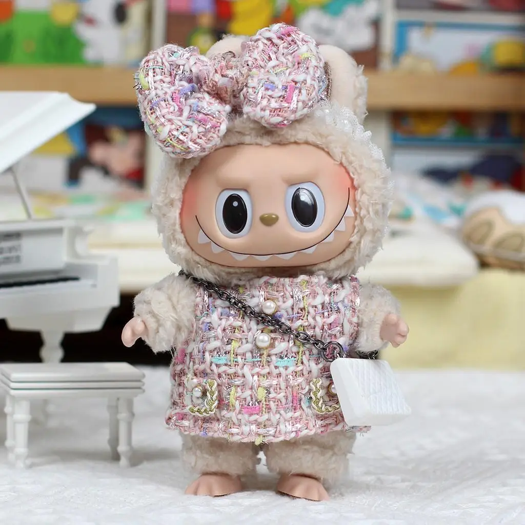 LABUBU 2体セット 17cm Pendant Labubu Doll Dress Cute Labubu Doll Clothes Red