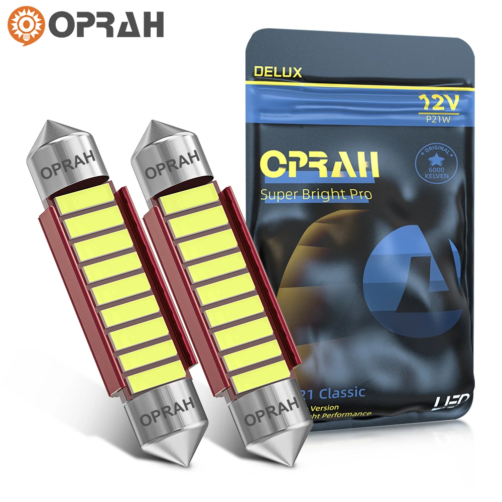 

Oprah 2PCS C5W LED CANBUS 31mm 36mm 39mm 42mm C10W LED Bulb 7020 Chip 12V Reading Lamp Car Interior Light White 6000k Error Free