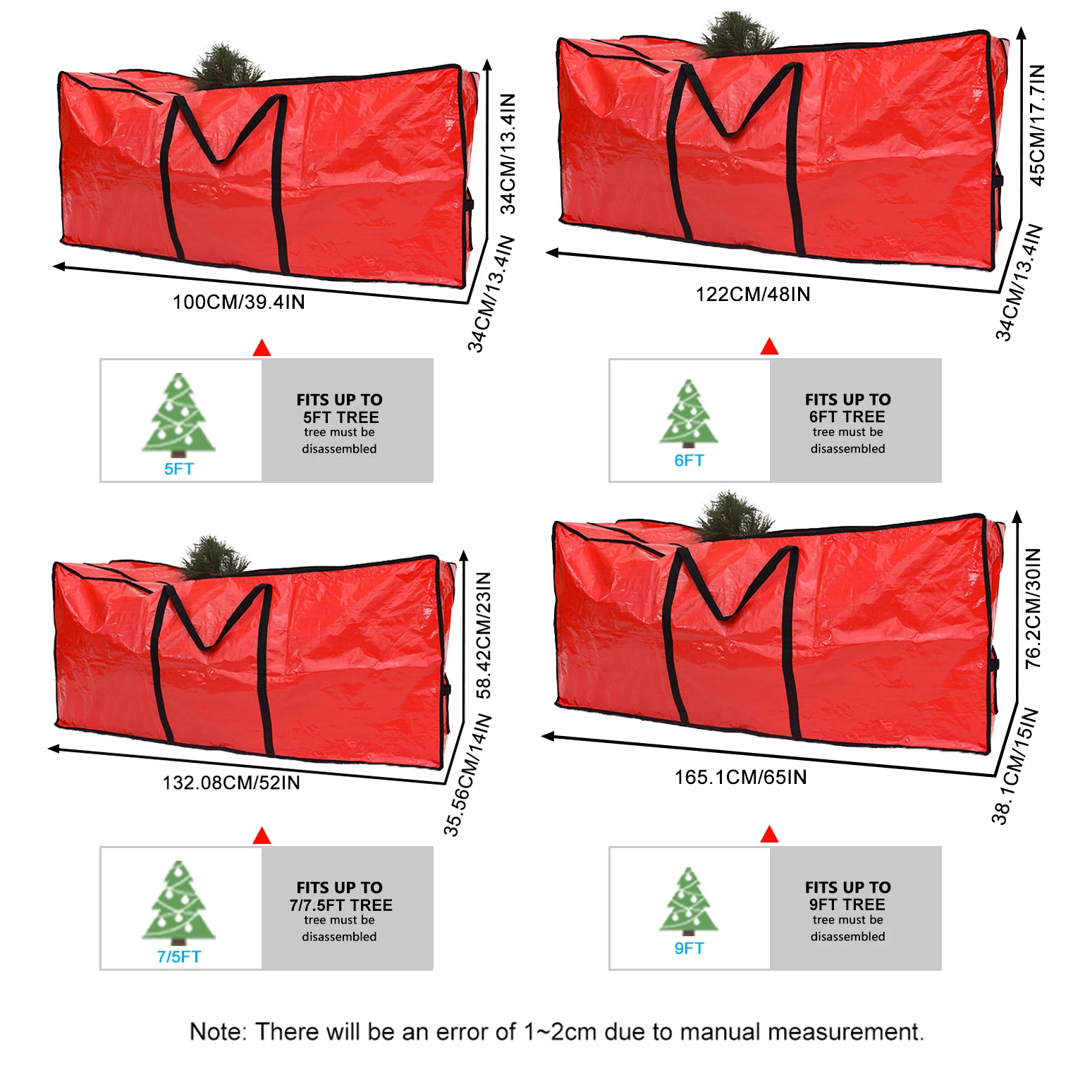 Vánoce strom úložný sáček fits5 6 7 9 ft umělý stromky plastový vodotěsný vánoce sáček odolný madla labeling karta drážka