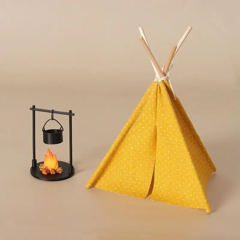 New 1:12 Scale Camping Tent Model Decoration Simulated Outdoor Tent Ornament Miniature Scene Accessories Doll Small Tent Toy