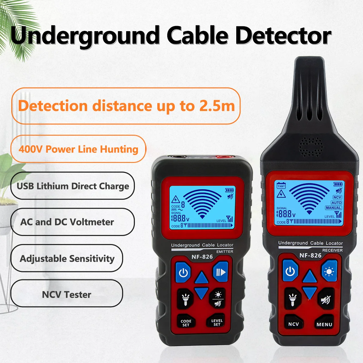 Underground Cable Locator, Seesii UN101 Wire Tracer Detector With - View #13