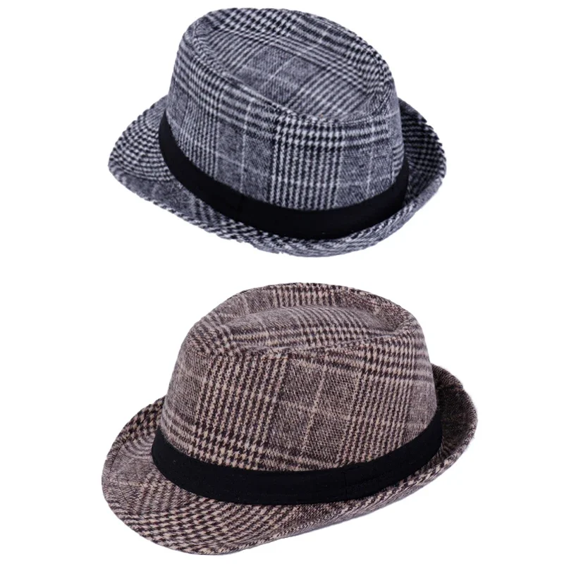 Monocromático Fedoras Vintage britânico para homens, chapéu de jazz top, chapéu-coco adulto, versão clássica, boné de lã cavalheirendy, inverno