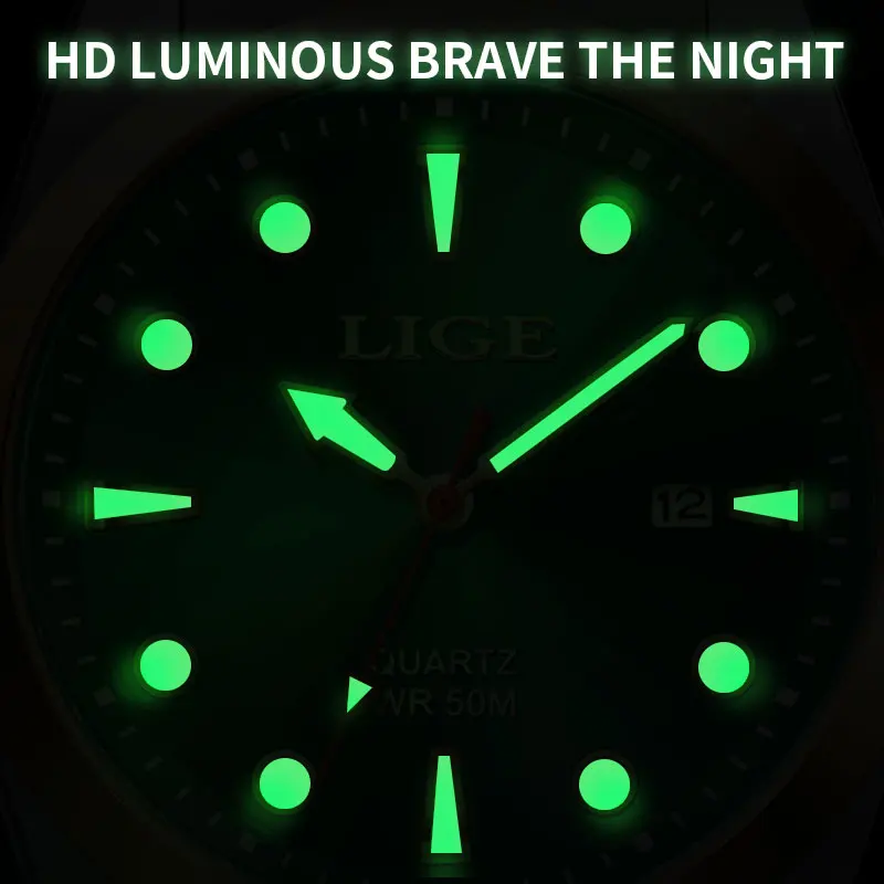 New LIGE Watches Mens Top Brand Luxury Casual  Stainless Steel Sports Waterproof Date Quartz Men's Watch Business Clock Male