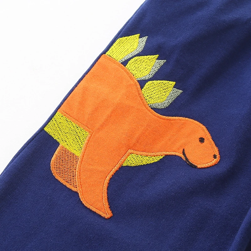 Children'Clothing 2025 Autumn Embroidery Cartoon Dinosaurs Trousers Cotton Baby Boys Kids Clothes Sweatpants Pants