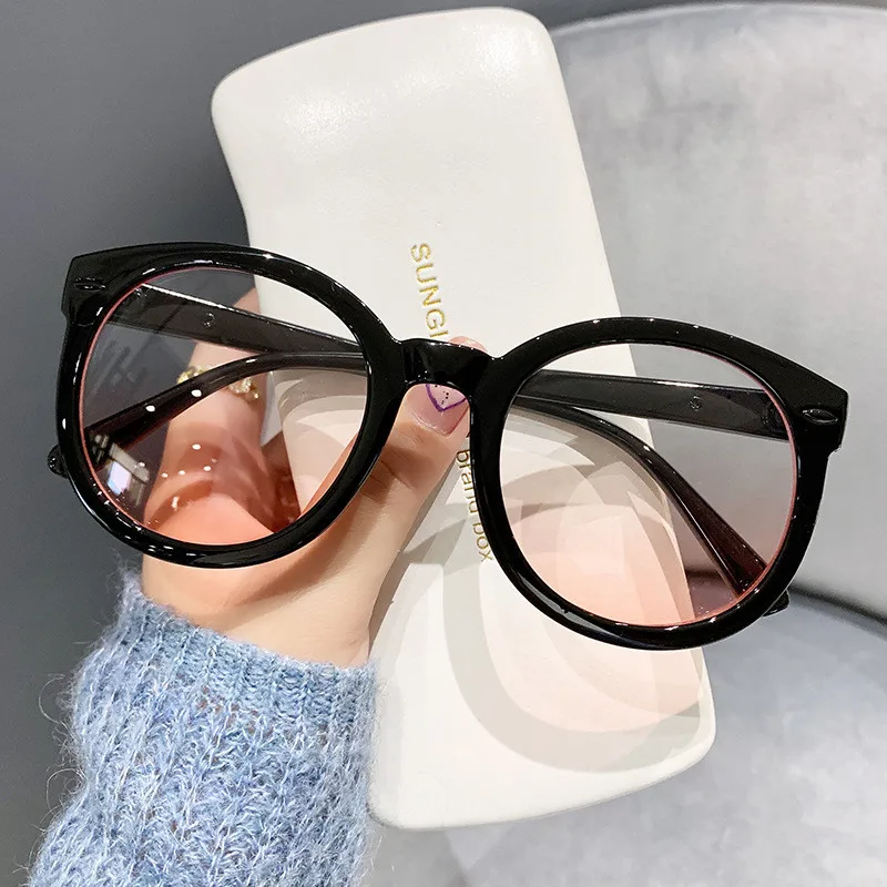 

Women Men Myopia Glasses Black Round Frame Short-sighted Eyewear Female Blush Lens Optical Spectacle Eyewear Diopter 0 To -4.0