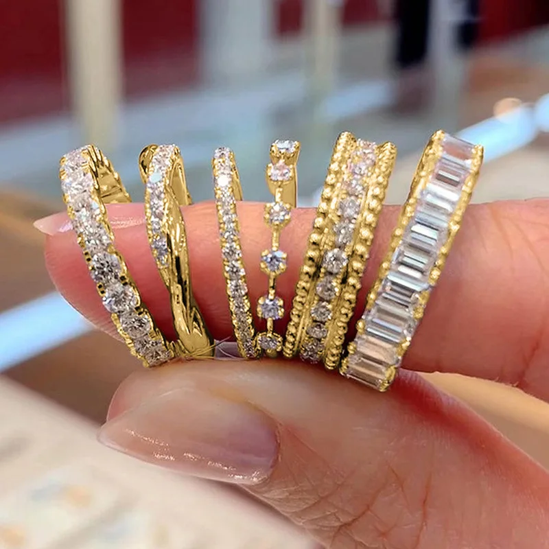 Womens Ring Brilliant Cubic Zirconia Wedding Party Daily Wearable Jewelry