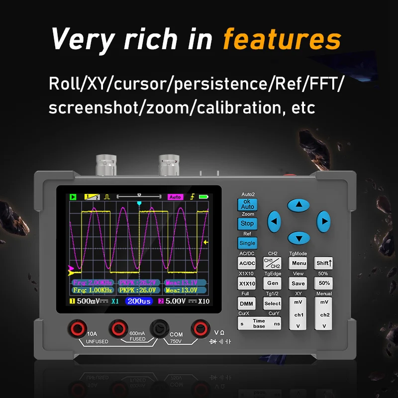 ZEEWEII DSO3D12 3.2 Inch Desktop Digital Oscilloscope 120M Bandwidth Dual Channel Multimeter Signal generator 3 in 1 color screen oscilloscope
