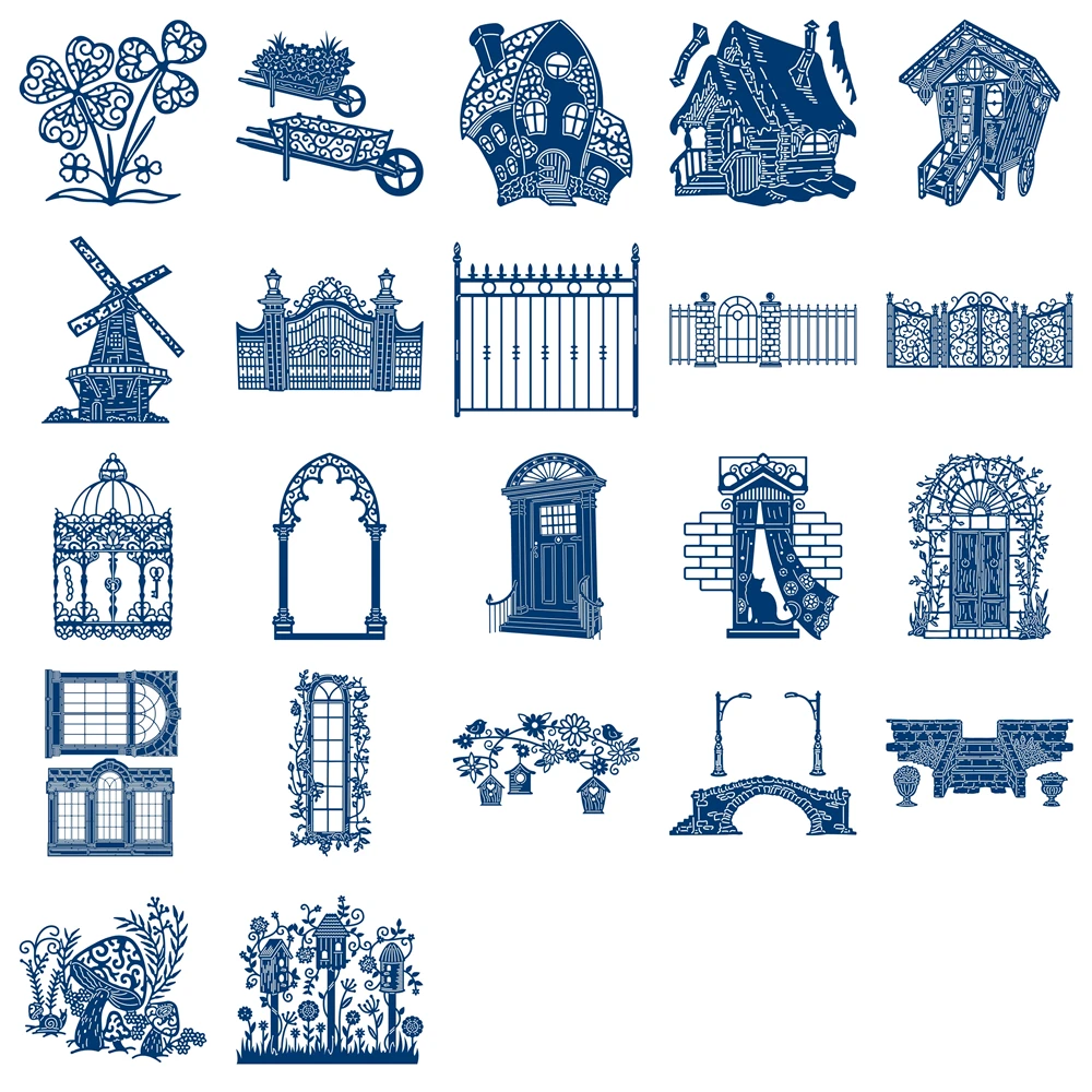 Сказочные сказки, татуированные кружева, гриб, птица, семейный сад, окно, дверь, цветок, металлические Вырубные штампы, скрапбукинг, открытка, рукоделие, без штампов