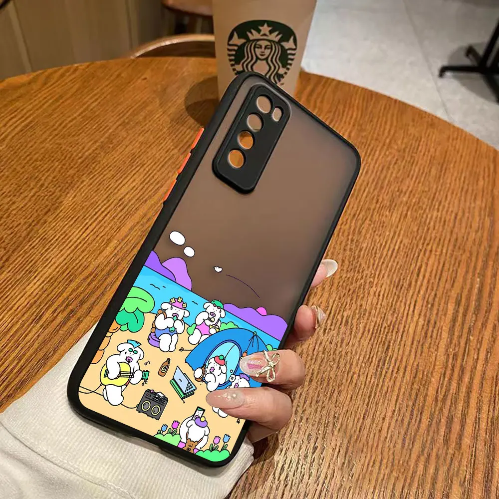 thumbnail image 1 of Matte Case for Huawei NOVA Y70 10 9 8SE 8 7SE 7I 7 6 5I 5 4 3I 4G 5G Case Funda Coque Capa Shell Cover White Pig Rabbit Cartoon, 1 of 5