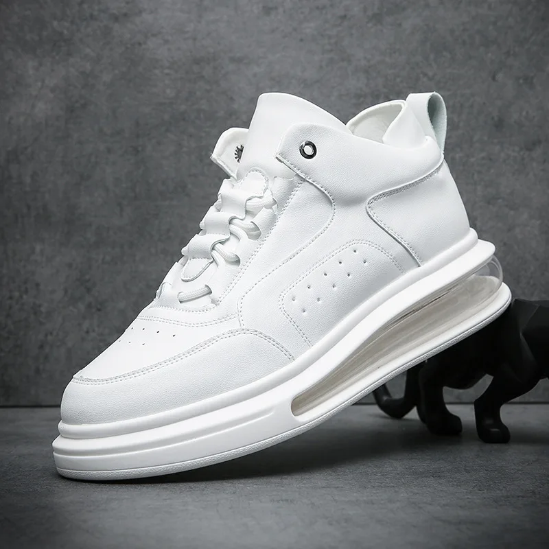 

Korean style mens shoes breathable genuine leather white shoe comfortable air cushion sneakers youth casual footwear chaussure