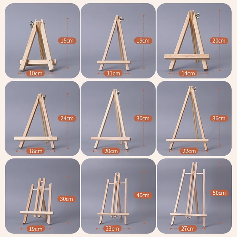 1pcs Natural Wood Mini Easel Frame Tripod Display Holder Meeting Wedding Table Name Card Stand Children Painting Display Craft