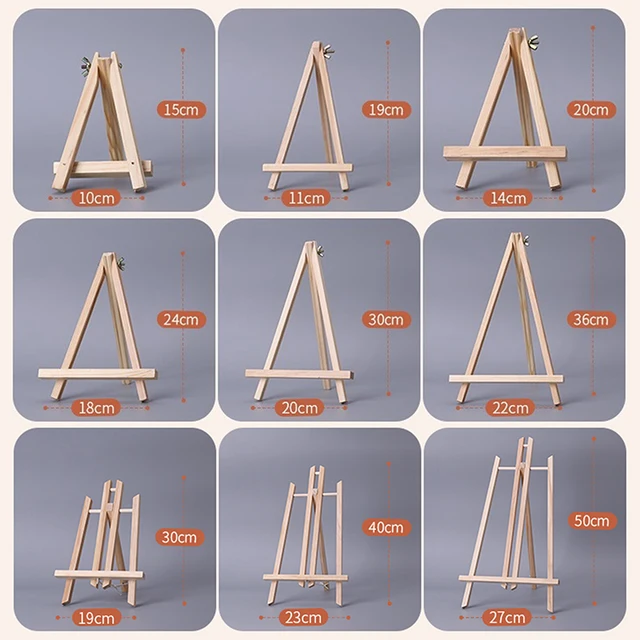 Mini Shelf Natural Wood Tripod Easel Frame Painting Craft Holder Desktop Painting Table Name Card Stand Display Holder Children 3