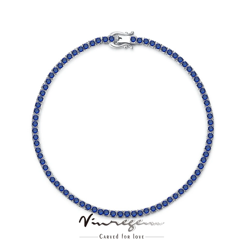 Vinregem 18K White Gold Sapphire Gemstones Bracelets For Women Anniversary Gift 925 Sterling Silver Fine Jewelry Drop Shipping