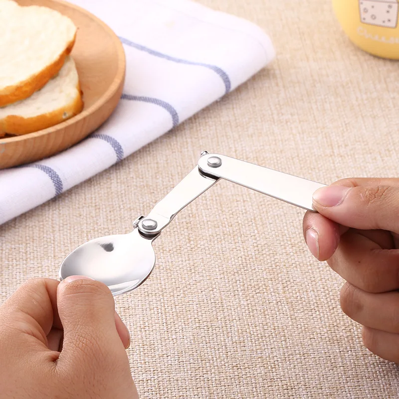 Camping Cutlery Portable Tableware Portable Cutlery Camping Multi Tool Stainless Steel Folding Spoon Outdoor Camping Picnic Fork Spoon Multifunctional Portable Mini Fork Camping Equipment Tools