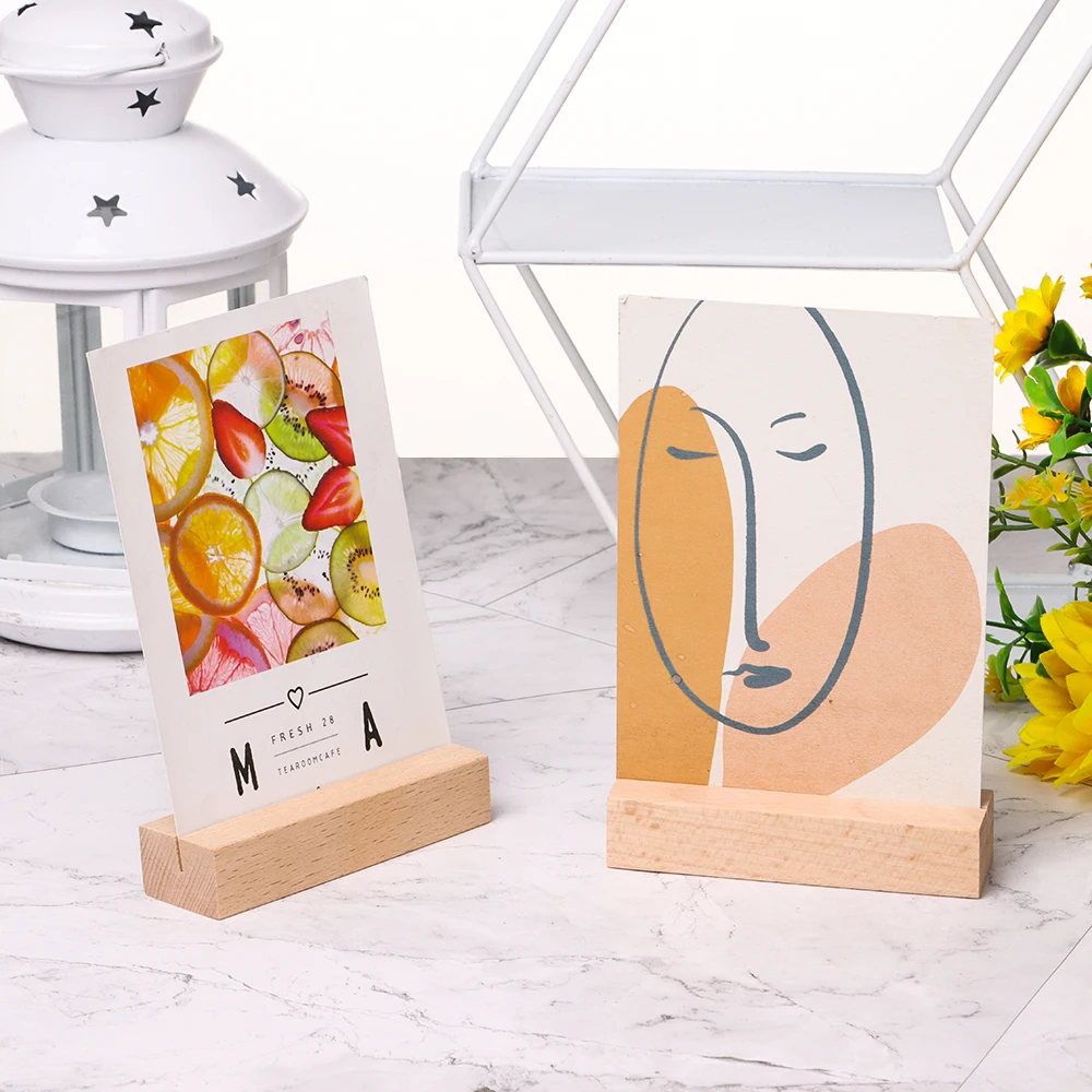 Card Display Stand Wood Table Numbers Holder Place Card Picture Cards Display Stand Clamps Stand Paper Clamp Photos Clips Desktop Decoration
