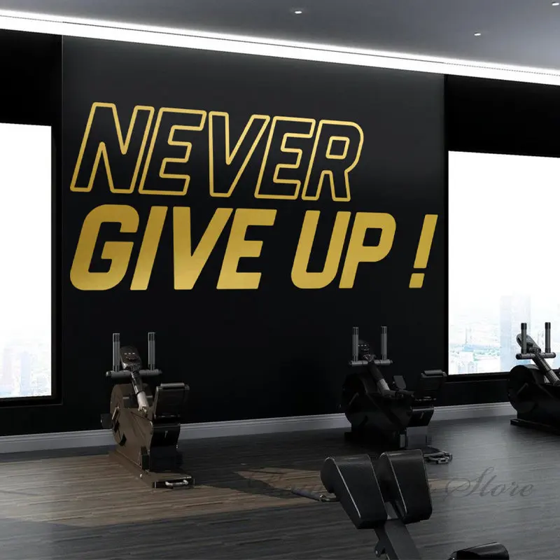 

Never Give Up Gym Quote Wall Sticker Vinyl Bodybuilder Motivation Fitness Sport Words Decals Removable Transfer DIY Murals Z553