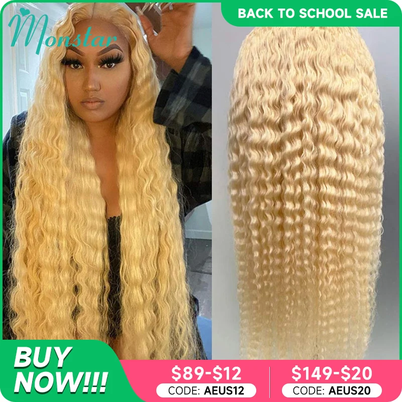 Lace Front Human Hair Wigs for Women Brazilian Remy 613 Blonde Deep Wave 13x4 13x6 Hd Frontal Curly